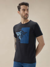 Men's Chest Brand Logo Graphic Print Round Neck Half Sleeve Regular Fit T-Shirt